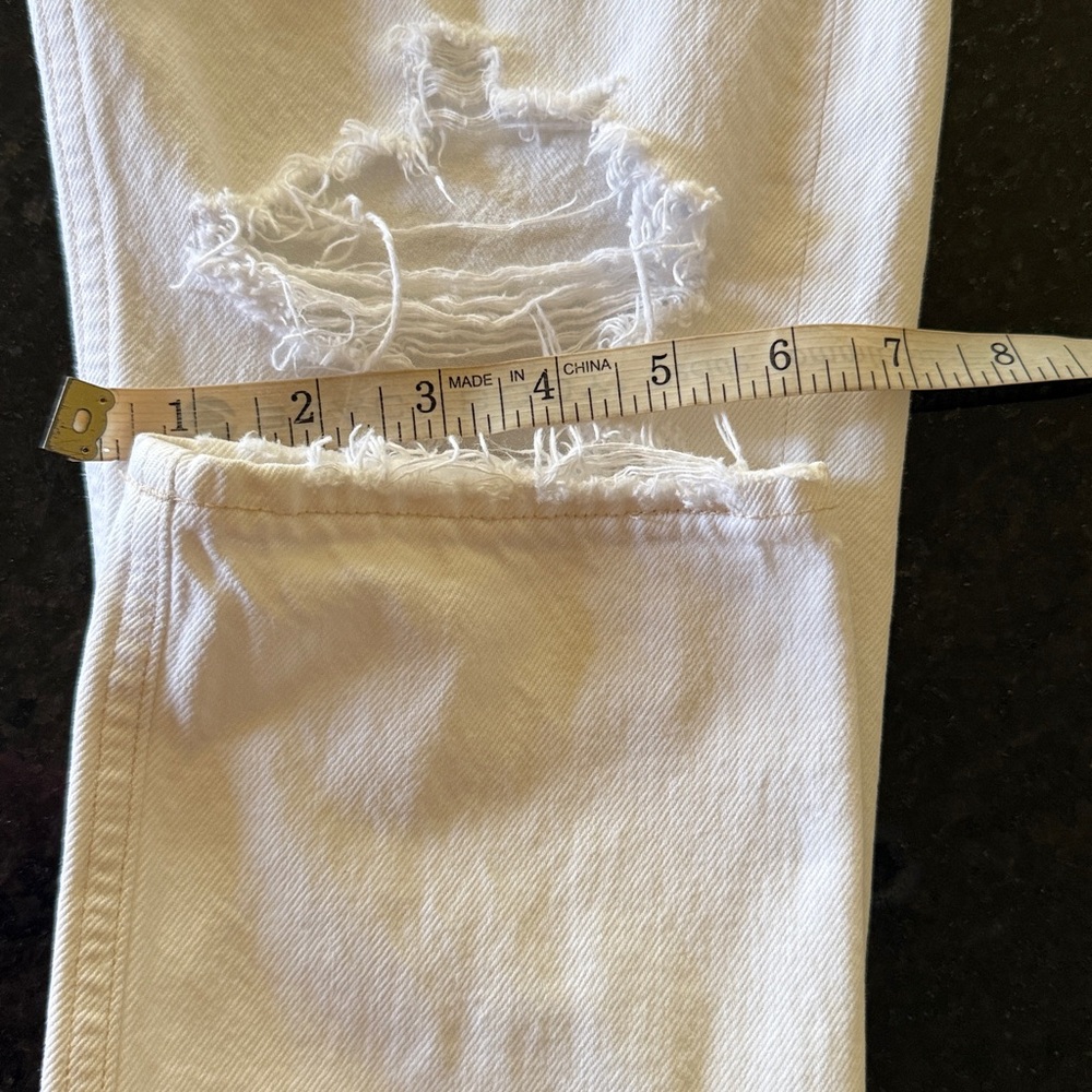 AGOLDE Riley White High Rise Distressed Button Fly Straight Crop Jeans Waist 24 - Picture 13 of 14